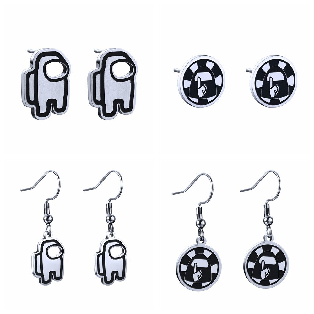 Pendientes colgantes de Juegos populares de los Estados Unidos para niñas, joyería brinco, juguetes de figuras de amongUS