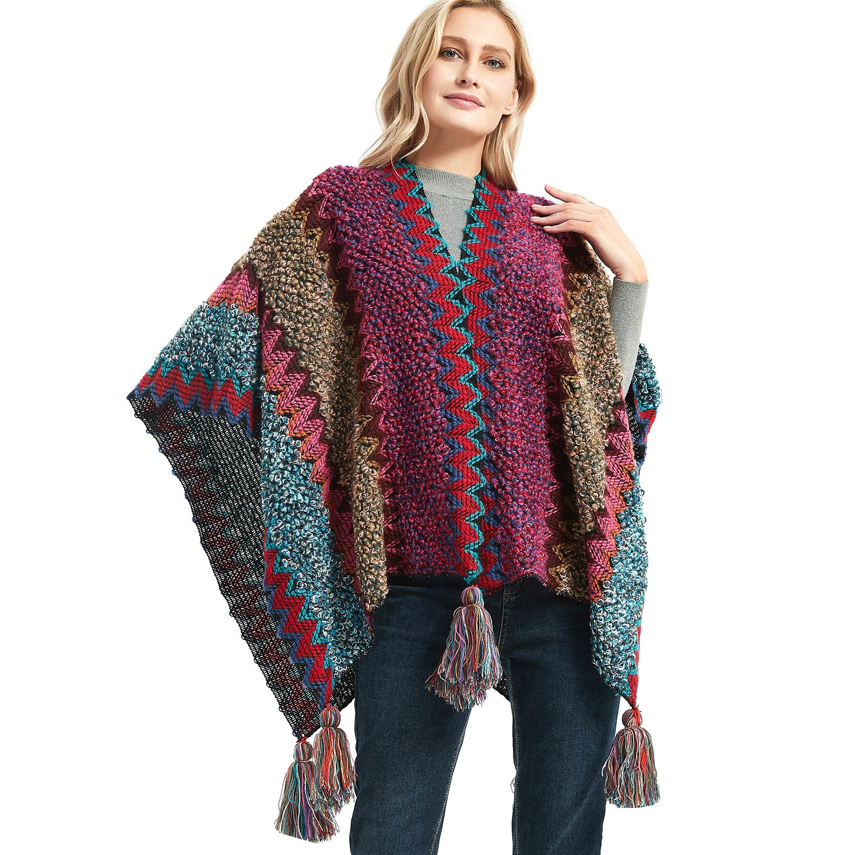 Bohemian Scarf Women Bohemian Scarf Necklace Winter Blankets Multifunction Knitted Cardigans Cape Shawl Poncho Coat