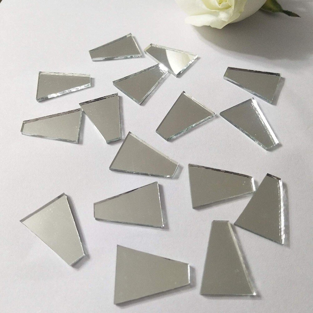 Trapezglas spejl mosaik, mosaik sølv ægte spejl glas fliser, trapez spejl mosaik fliser  (4/5 ")