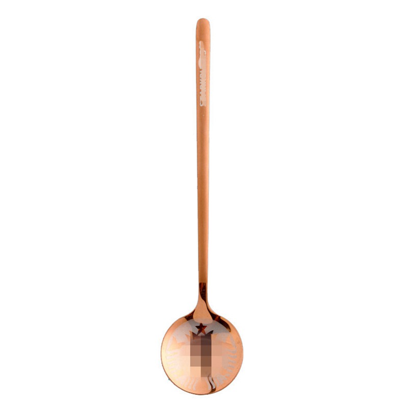 Rustfrit stål koreansk kaffe lang ske dessert lille rund honning røreske køkken forsyninger: D / 17cm