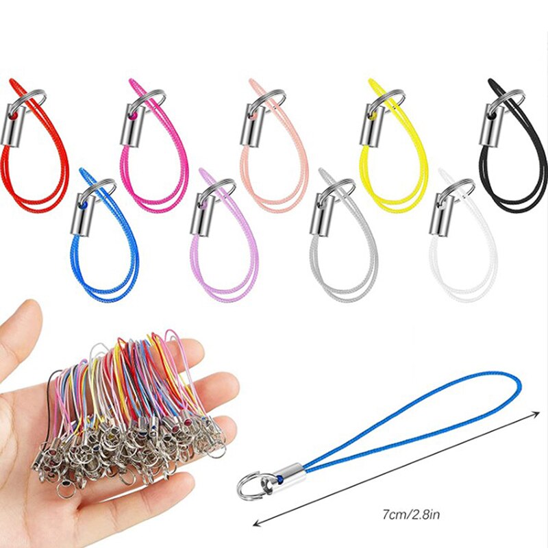 20Pcs Kleur Polyester Dubbele Ring Sieraden Lanyard Mobiele Telefoon Met Craft Hanger Diy Handgemaakte Materialen Diy Hang Touw