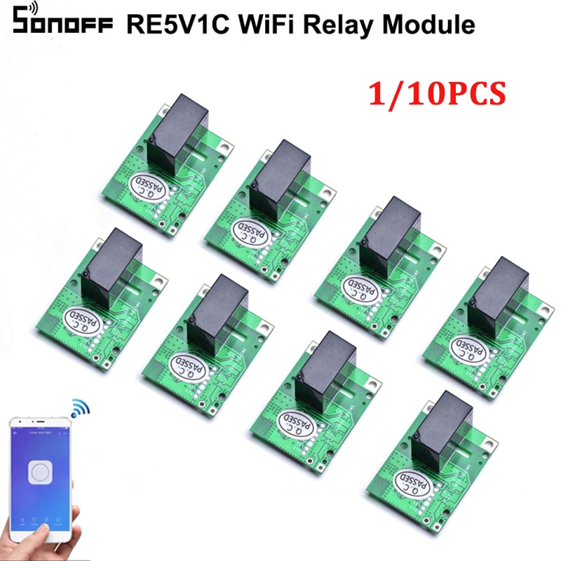 1~10PCS SONOFF RE5V1C Relay Module 5V WiFi DIY Switch Dry Contact Output Inching/Selflock Working Modes Control Smart Home