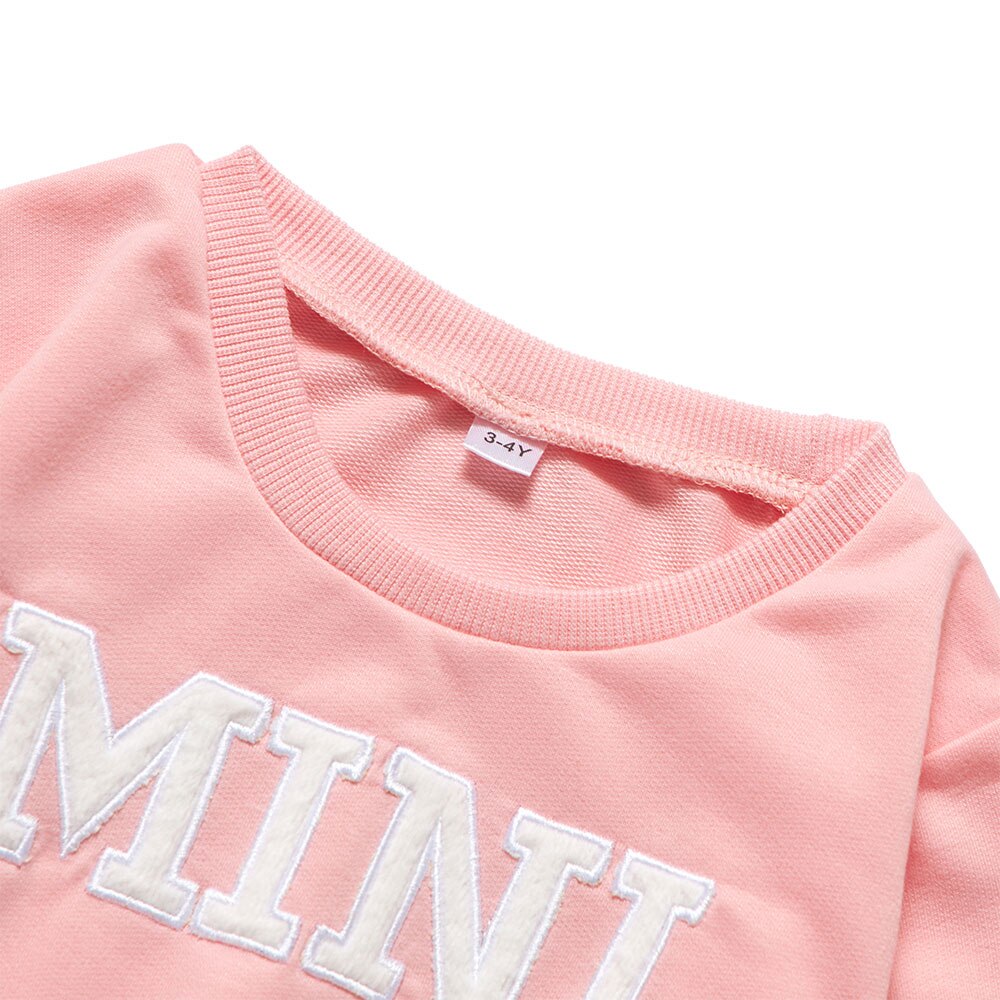 Mini mama list s potlačou rodinné mikiny outfity oblečenie ružová mikina s dlhým rukávom pre matku a dcéru jeseň zima
