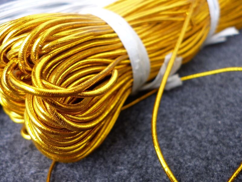 1mm 2mm guld sølv rund gummi ledning reb elastisk ledning streng guld tråd bryllup invitation tag string 100 meter/rulle