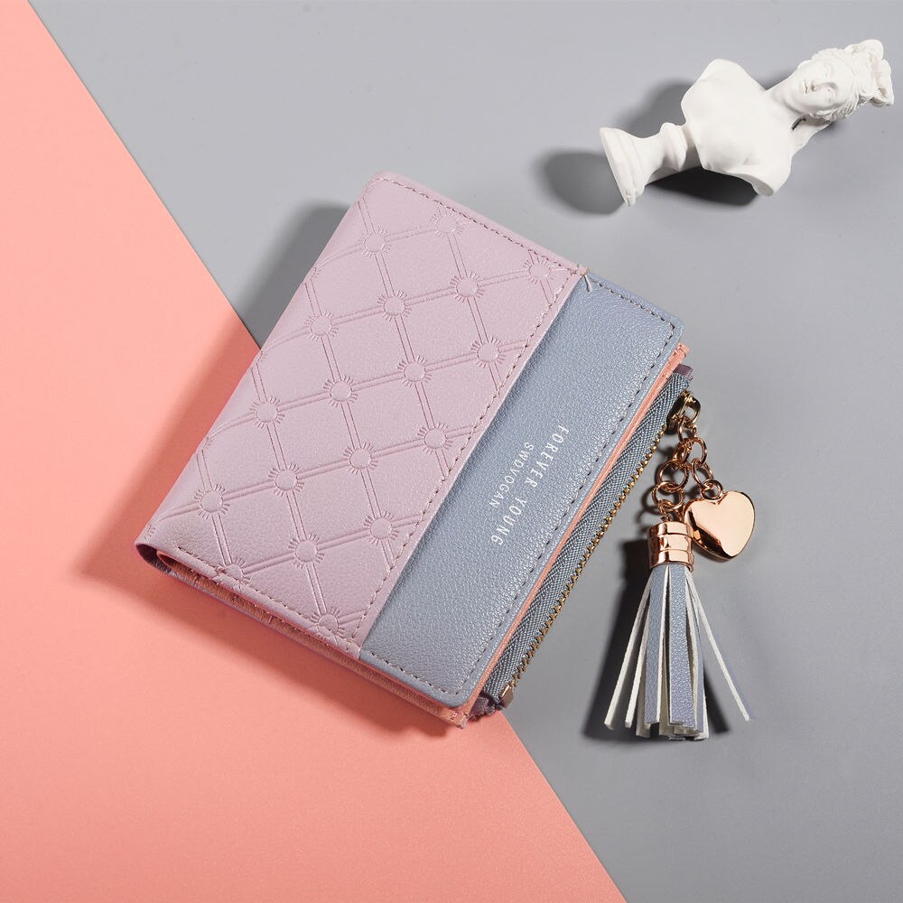 UOSC Leather Women's Wallet Cute Purse Long Zip Bag Coin Card Holder Soft Leather Phone Card Wallets Female Clutch: Purple