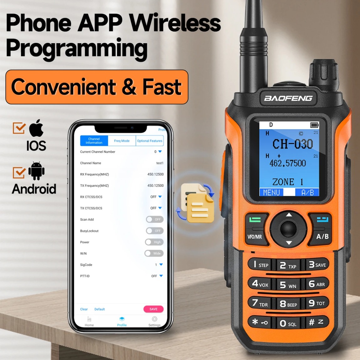 Baofeng GM-21 Walkie Talkie GMRS Transceiver Bluetooth Wireless Programing Multi-Band Receiving AM FM Type-c Charger Radio