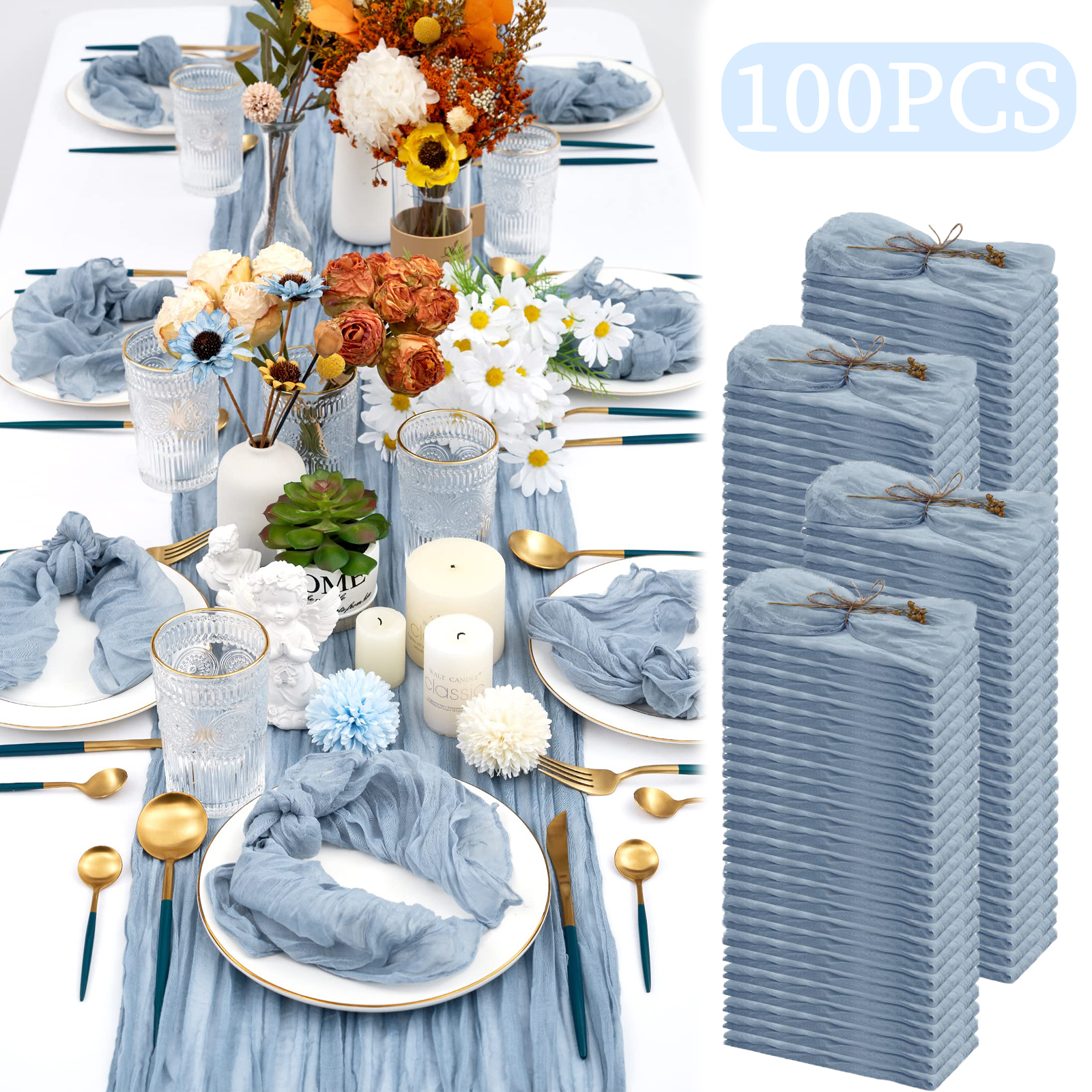 24-120 Stuks Salie Groene Bruiloft Servetten Doek Servetten Katoenen Gaas Handdoek 20Inch Servetten Dineren Placemats Feesttafel Decor