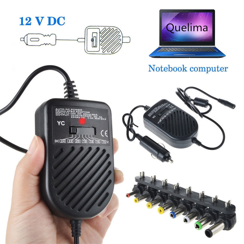 Biloplader strømforsyning adapter 15v-24v 80w til notebook laptop 1 sæt