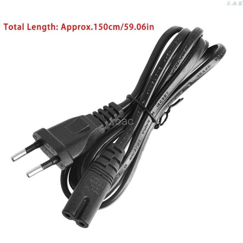 Short C7 To EU European 2-Pin Plug AC Power Cable Lead Cord 1.5M 5Ft Figure 8 M08