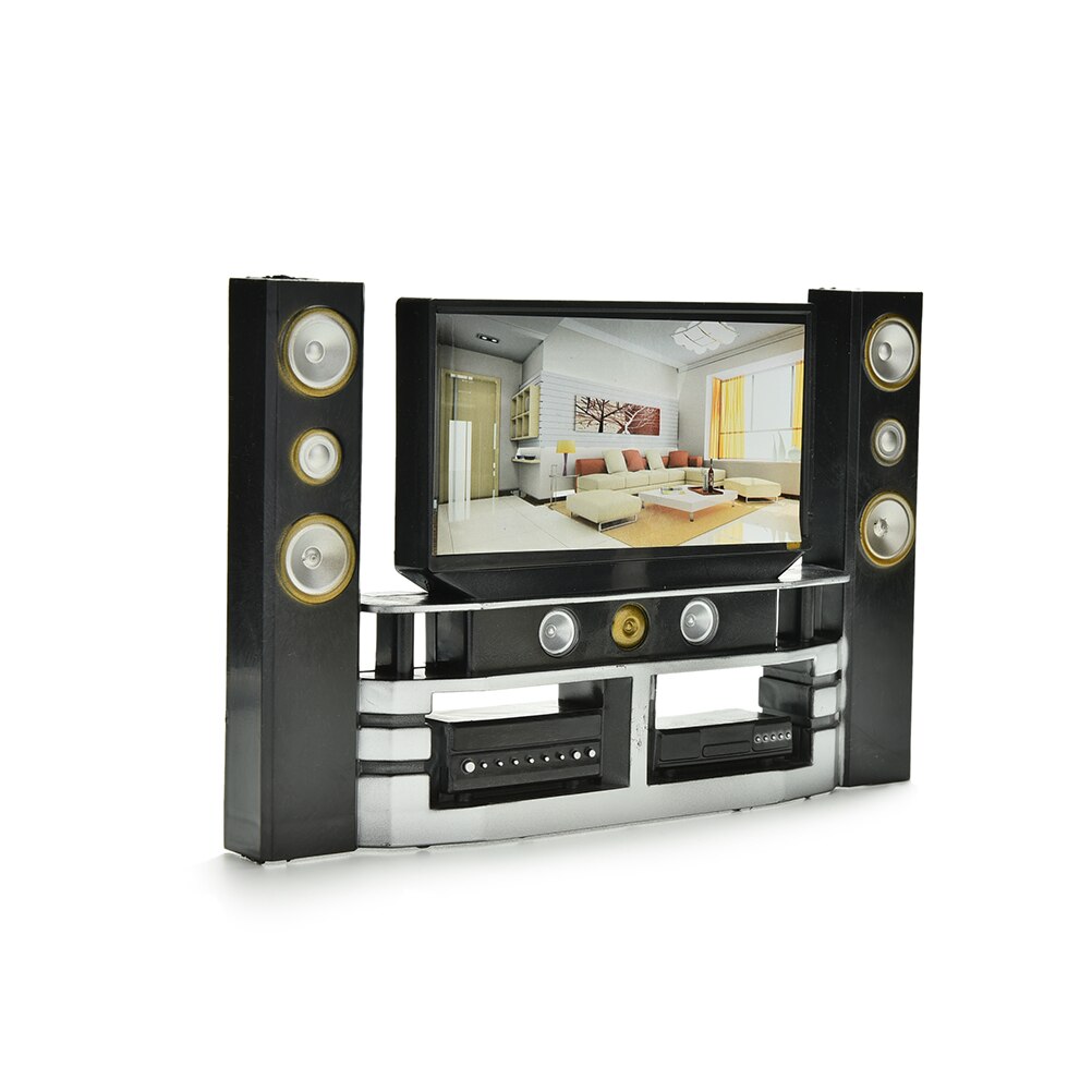 Baby Speelgoed Mini Hi-Fi 1:6 Tv Home Theater Kast Set Combo Voor Poppenkleertjes Jurk Accessoires Huis Meubels