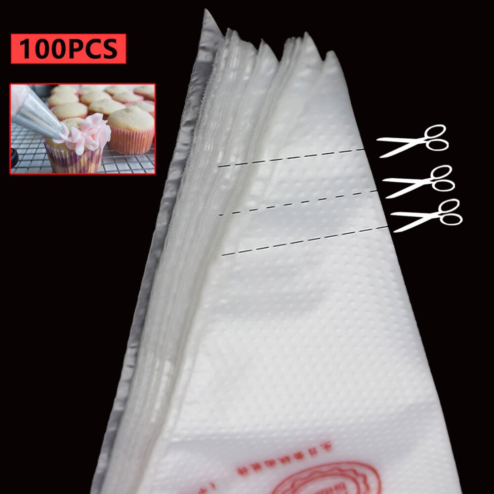 Boquilla de escarcha desechable para bolsa de plástico de alimentaria, boquilla de escarcha para decoración de pasteles, boquillas de pastelería, herramienta para decoración de pasteles de boda, 100 Uds.