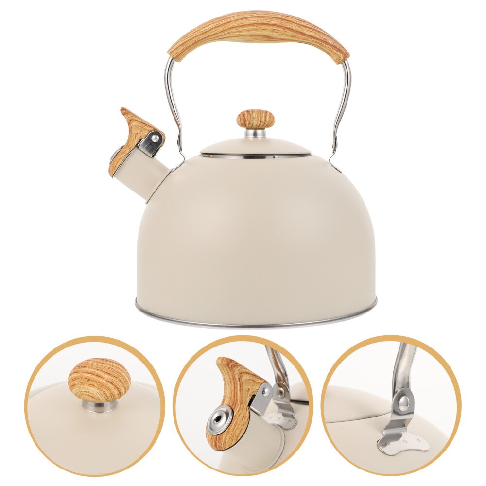 Bouilloire sifflante en acier inoxydable, 2,5 l, à fond plat, pour les cuisinières à gaz à Induction, ustensiles de cuisine: Default Title