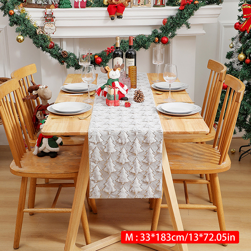 ​ kerstbomen zachte pluche tafelloper voor binnen buiten thuis party decor keuken eettafel.: 30*220 cm / Paars