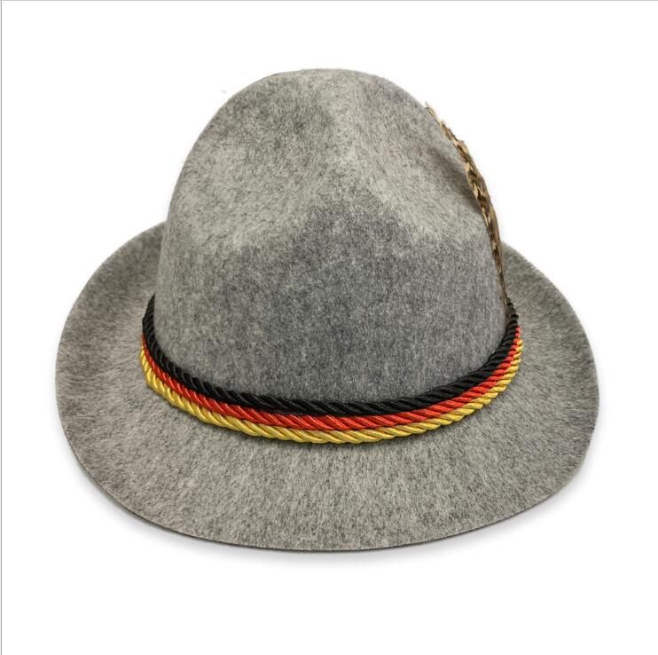 Sombrero de Oktoberfest para adultos, gorra de Bávaro alemán, disfraz de cerveza, sombrero Cosplay para Festival de cerveza alemana, accesorios de de Carnaval #30: Gris