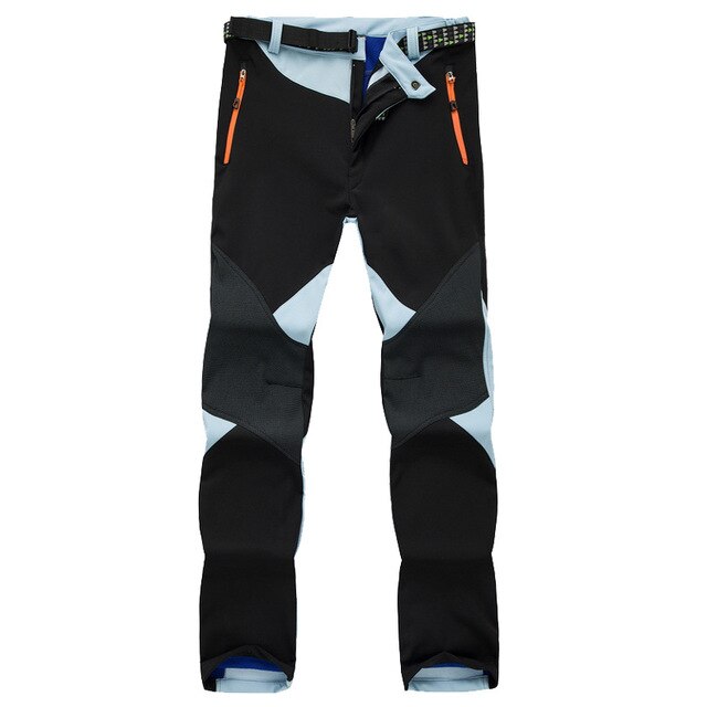 Utomhus vinter skidbyxor dam solft shell byxor plus size vattentäta snöbyxor tjockare fleece vandringsbyxor snowboardbyxor: Vattenblått / Xxl