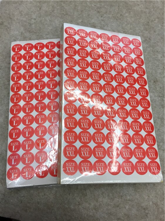 Diameter 12 Mm Rood Papier Grootte Label, Sml Xl Xxl Xxxl Papier Size Sticker Labels Voor Kleding