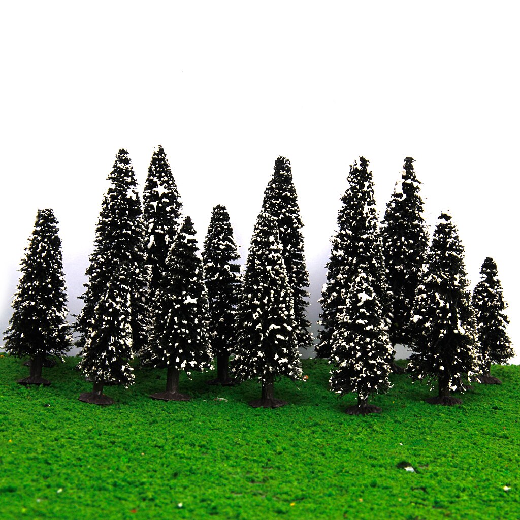 Boxed 15 Cedar Trees W/ Snow Model Train Railway Diorama Winter Scenery HO N Z