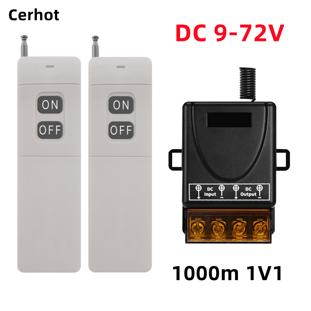 Cerhot interrupteur sans fil télécommande 30A 12V 24V 48V 72V voiture moto Circuit Modification équipement lumières interrupteur pompe à eau: GRIS
