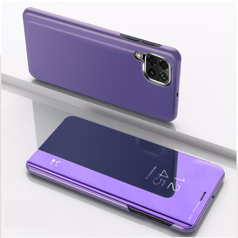 Voor Samsung A12 Case Flip Spiegel Stand Phone Case Voor Samsung Galaxy A12 Case Luxe Beschermende Een 12 Fundas Coque 6.5 Inch Capa: purple blue