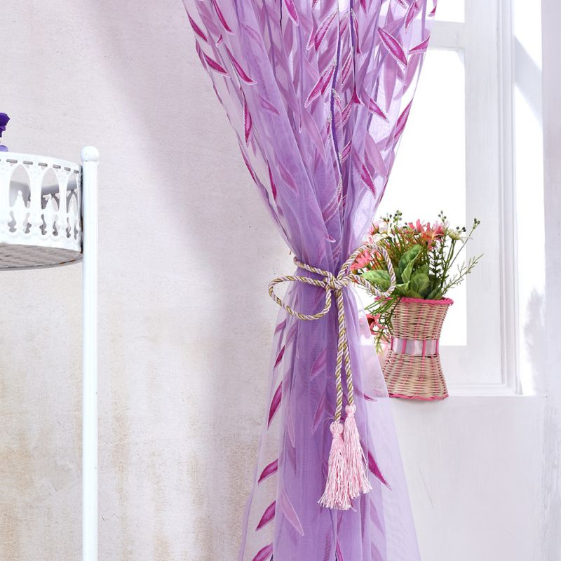 Modern Tulle Curtains for Living Room Bedroom Kitchen Green Leaf Sheer Curtains for Window Tulle Curtains Drapes