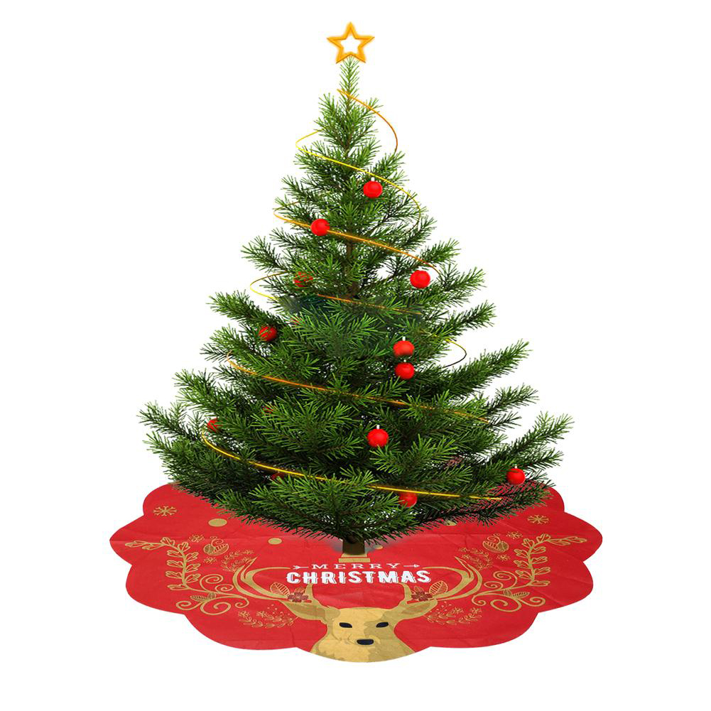 90cm Christmas Tree Skirts Floor Mat Personality Exquisite Wear-resistant Plush Edge Cover Year Xmas Party Home Decoration