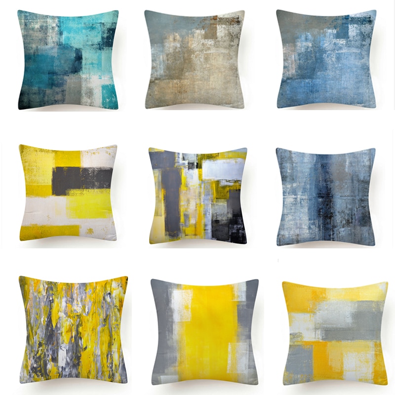 45X45cm bleu sarcelle impression feuilles vertes Polyester taie d'oreiller taille doux fibre coussin canapé voiture housse de coussin maison taie d'oreiller