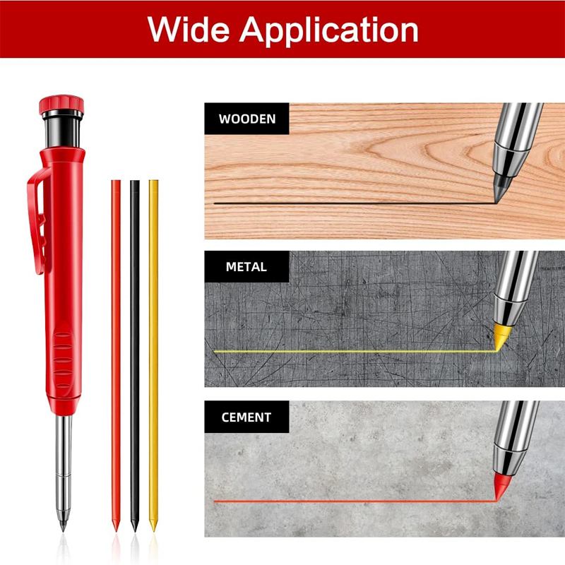 Solide Tischler Bleistift mit Nachfüllung Blei und Gebaut-in Spitzer für Tiefe See Mechanische Bleistift ritzen Kennzeichnung Holzbearbeitung Werkzeug