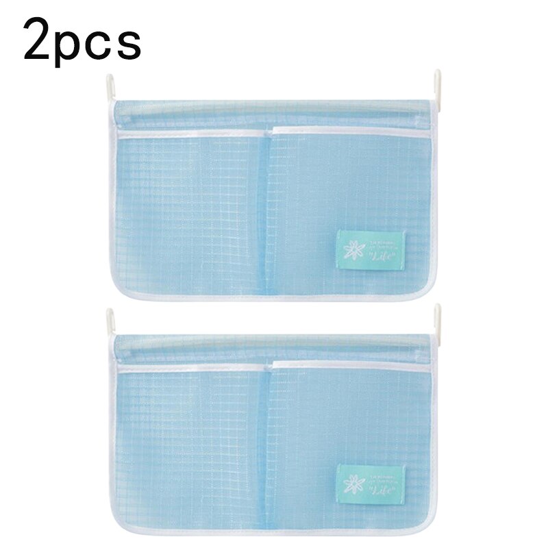 1/2 pçs saco de armazenamento de geladeira malha tempero portátil alimentos lanches saco líquido compartimento duplo pendurado saco acessórios da cozinha: 2pcs Blue