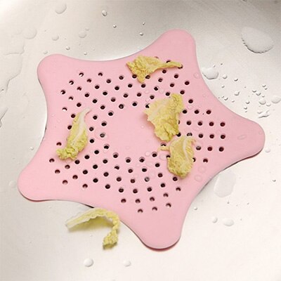 Silicagel keuken zeester afvoer gootsteen zeef filter anti-verstopping badkamer riool haar reinigingsgereedschap accessoires  k1086 e: Roze