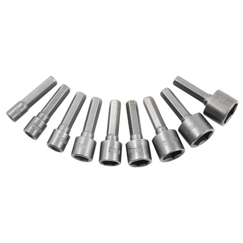 9 Stuks 6.35Mm Hex Shank 5-13Mm Dopsleutel Schroef Boormachine Adapter Tool Nut Driver Boor bit Voor Schroeven Haken Bout Hoofden