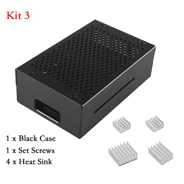 Raspberry Pi 4 Aluminum Case Raspberry Pi 4B Box Enclosure 3A Power Supply Charger Heat Sink Radiator for Raspberry Pi 4 Model B: Kit 3