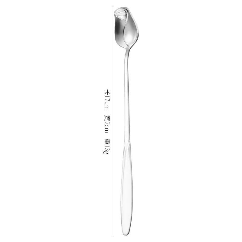 Long Handled Teaspoons Stainless Steel Coffee Spoon Ice Cream Dessert Tea Stirring Spoon for Picnic Kitchen Tableware Bar Tools: Ivory