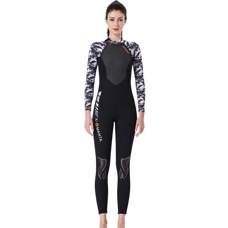 1.5mm Neoprene Wetsuit One Piece Long Sleeve Scuba Diving Suits Back Zipper for Water Sports Men Women Kayaking Surfing Suit: Female Black / M