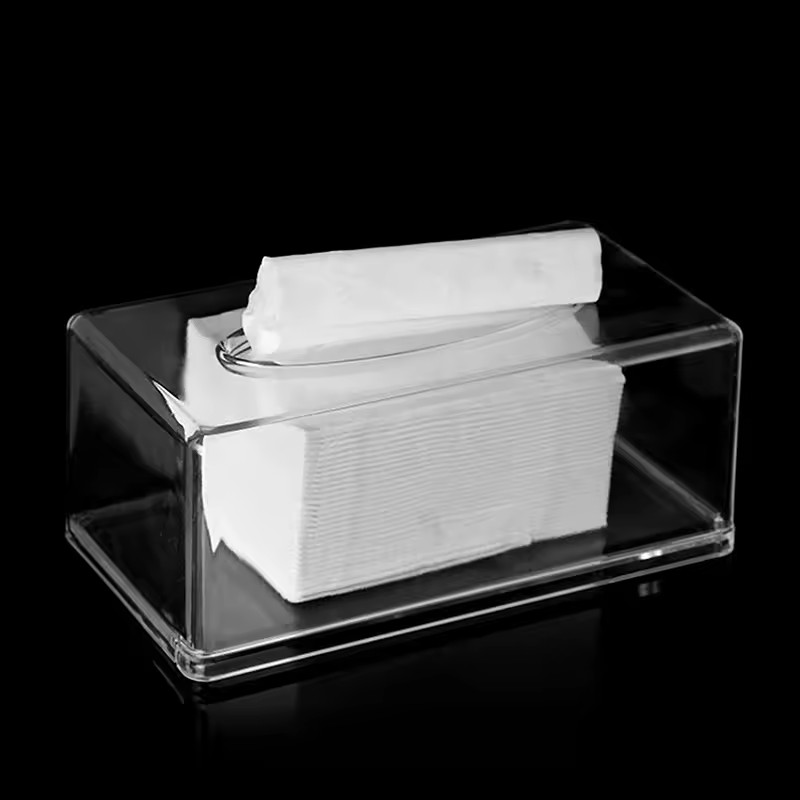 Caja dispensadora de pañuelos transparente de plástico, caja de pañuelos transparente para restaurante y Hotel, estante de papel, organización de cocina, 1 Uds.