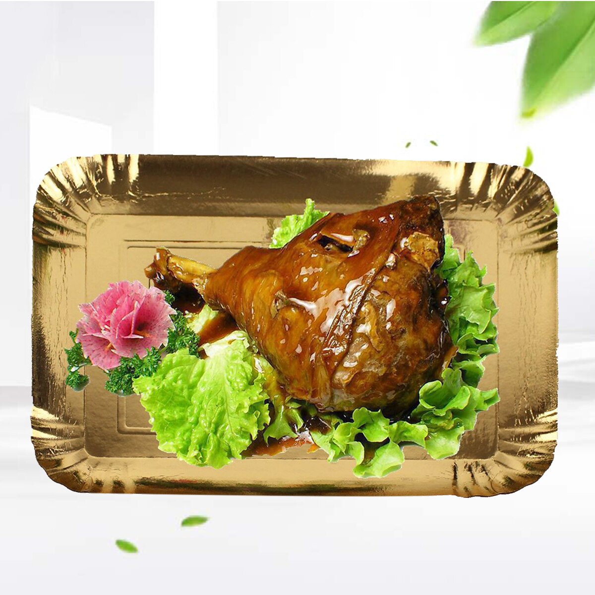 10pcs Rectangle Food Tray Plain Paper Tray for BBQ Hotel Banquet