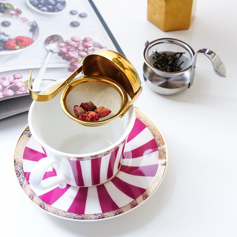 Stal nierdzewna obrotowa drobna siatka robić herbaty sitko robić herbaty zaparzacz robić herbaty z uchwytem złoto