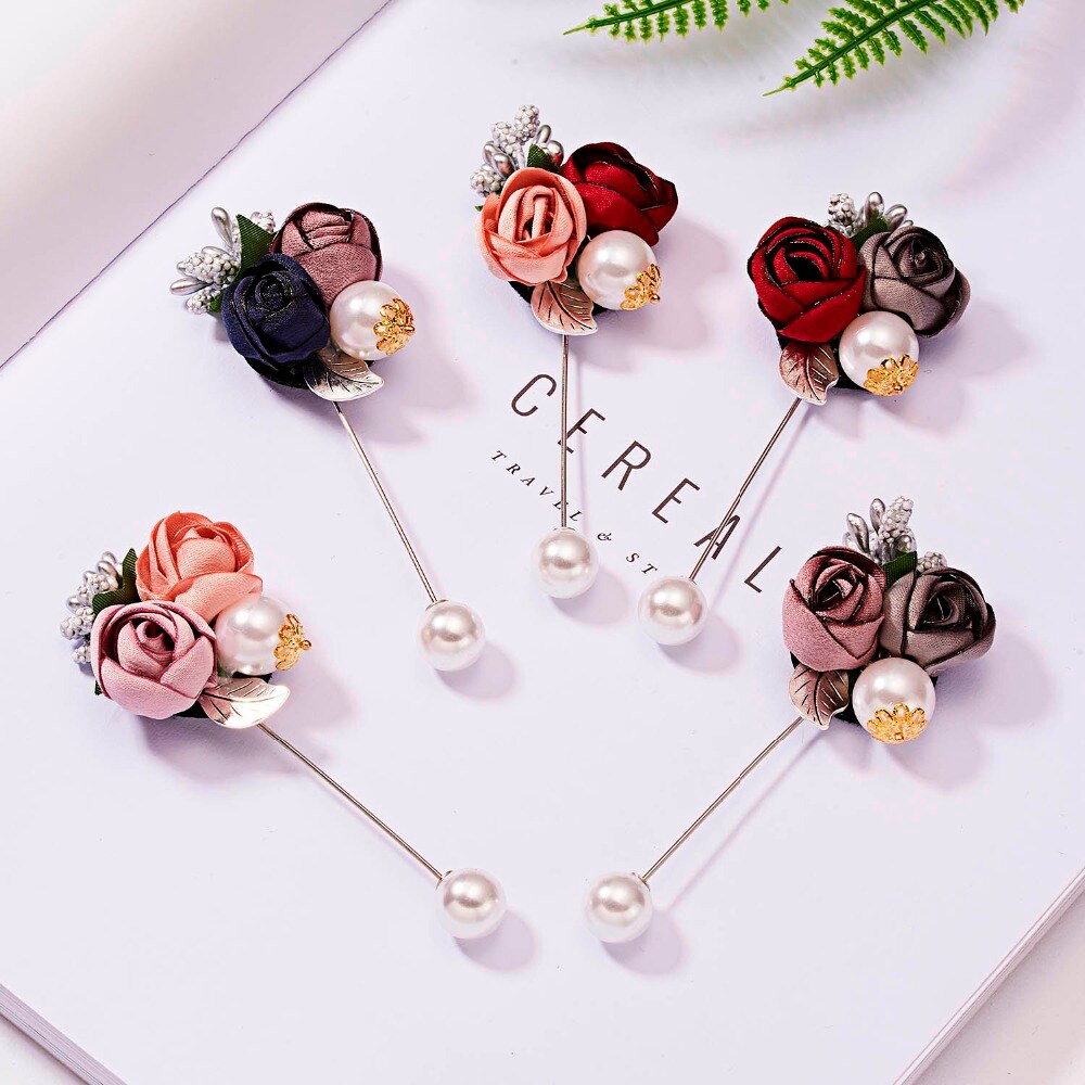 Rinhoo Elegante Frauen Rose Blume Perle Broschen Tuch Kostüm Bunte Blume Stifte Hochzeit Geburtstag Party Dame modisch Broschen