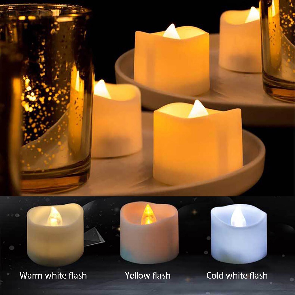Electronic Candle Lamp With Corrugated Small Tea Wax Timer Function Candle Lamp Flameless Flickering Halloween Weeding Decor