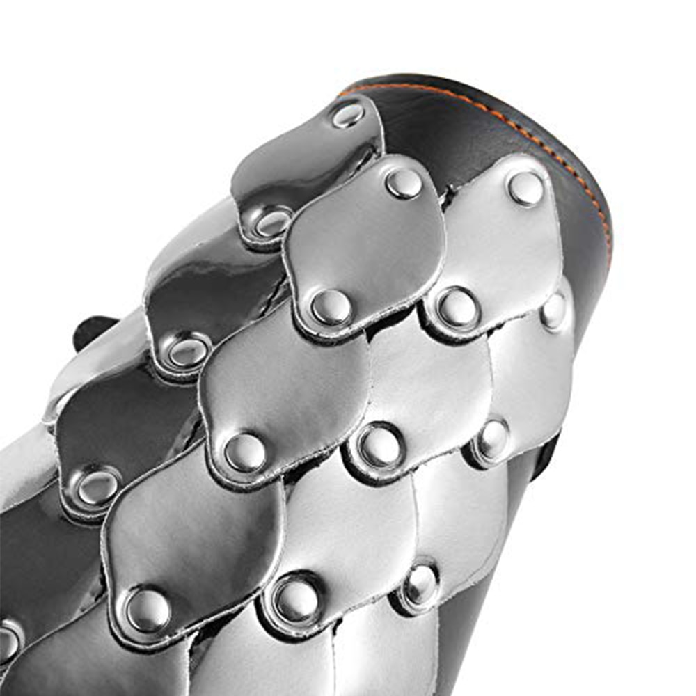 HZMAN 2 Pack Unisex Black Faux Leather Dragon Scale Gauntlet Wristband Wide Bracer Arm Armor Cuff