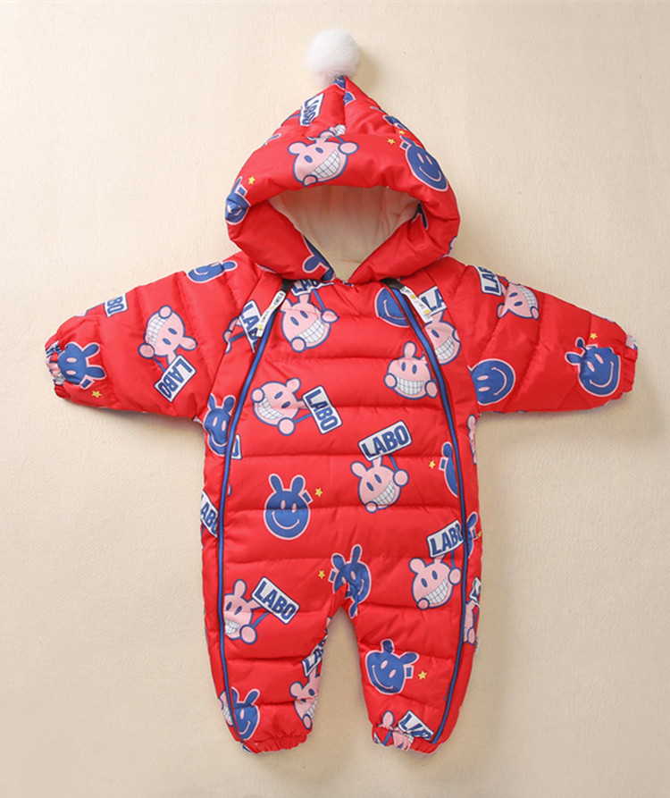 Baby rompertjes Overalls Kleding Winter Jongen Meisje Kledingstuk Dikker Warm Pure Katoen Bovenkleding jas jas kids Sneeuw Wear: red / 3M