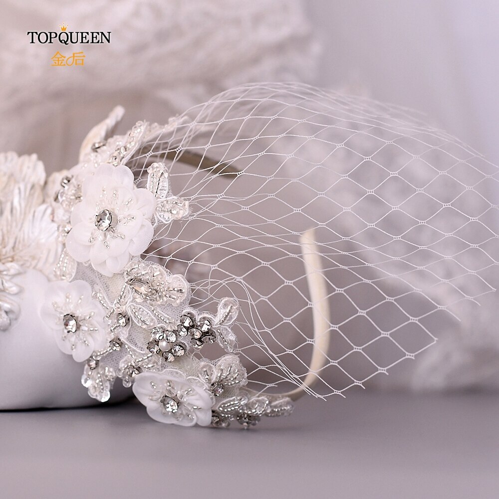 TOPQUEEN S358-WS Birdcage Veil Tiara Bridal Hair Accessories Veil Hat Head Hoop Wedding Headbands Headwear Bridal Headpiece