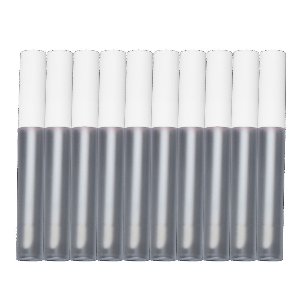 10 stk/parti 2.5ml tomme lipgloss tube diy læbepomade tube plast læbestiftbeholdere kosmetikbeholder flaske med låg: Hvid (frosted)