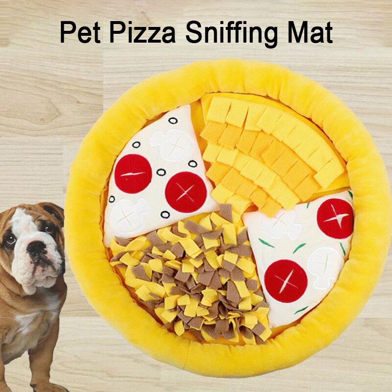 Snuffelmat voor huisdieren, hondenspeelmat voor katten, trainingsdeken voor huisdieren, pizzapatroon voor huisdieren, verborgen voedsel snuffelmat, voermat voor huisdierensnacks, neuspad voor huisdieren