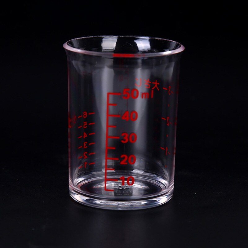 2Pcs 50ml Plastic Measuring Cup Clear Scale Show Transparent Mug Pour Spout Measuring Device