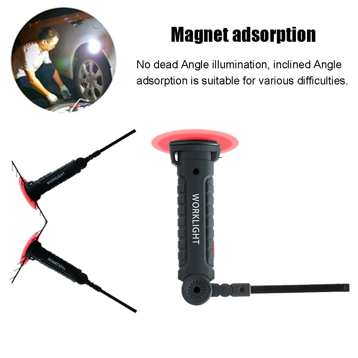 5 standen draagbare cob led zaklamp magnetische zaklamp batterij werklamp inspectielamp voor buiten kamperen werkende autoverlichting