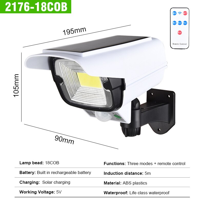 Solaire LampsMotion Capteur Factice de Sécurité Caméra Sans Fil À Distance Lumière D'inondation Extérieure Lumière Solaire LED Étanche Lampe MURALE: 2176