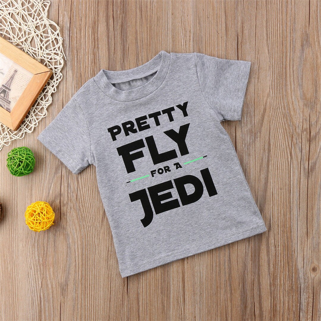 T-shirt manches courtes garçon | Jolie mouche imprimée Jedi, pour enfants