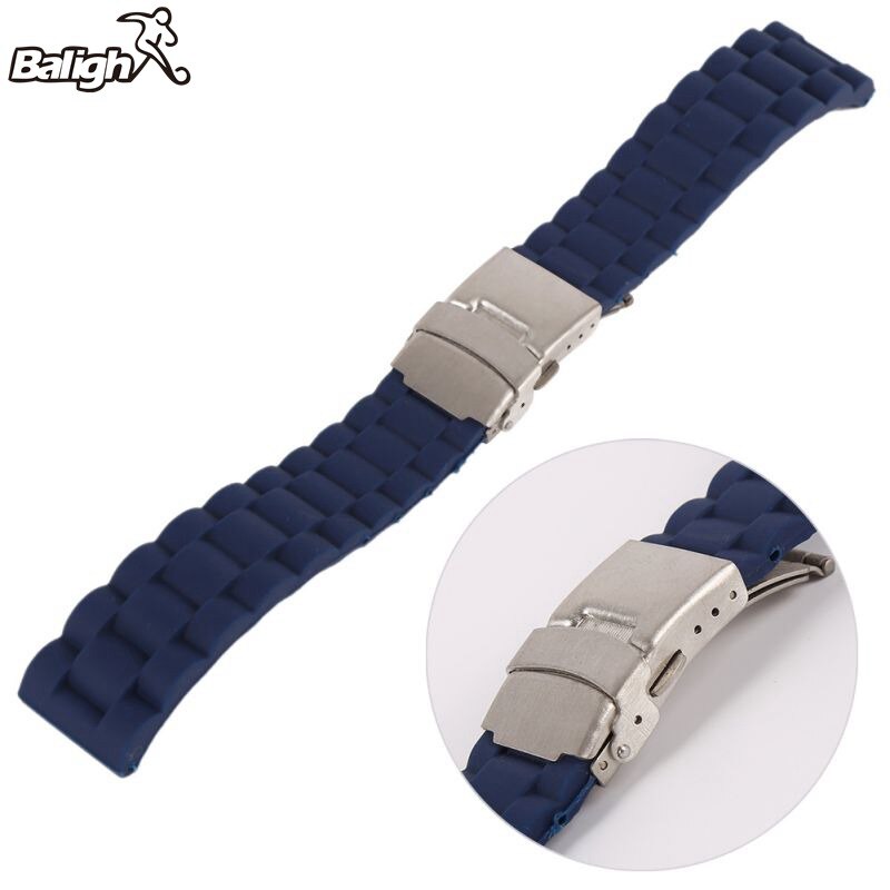 /Est/homme Silicone caoutchouc montre bracelet de montre bracelet étanche avec déploiement fermoir rouge Orange bleu café