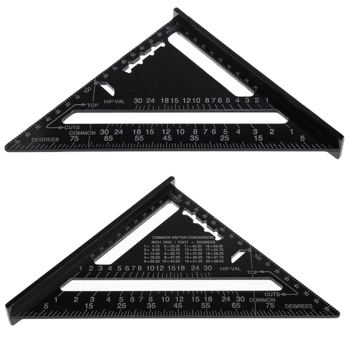 Angle Ruler 7/12 inch Metric Aluminum Alloy Triangular Measuring Ruler Woodwork Speed Square Triangle Angle Protractor