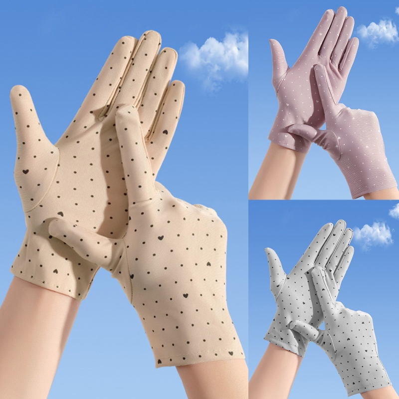 1 Pair Sunscreen Gloves Female Women's Short Spring Summer Cyclist Mittens Breathable Elastic Sun Protection Gloves
